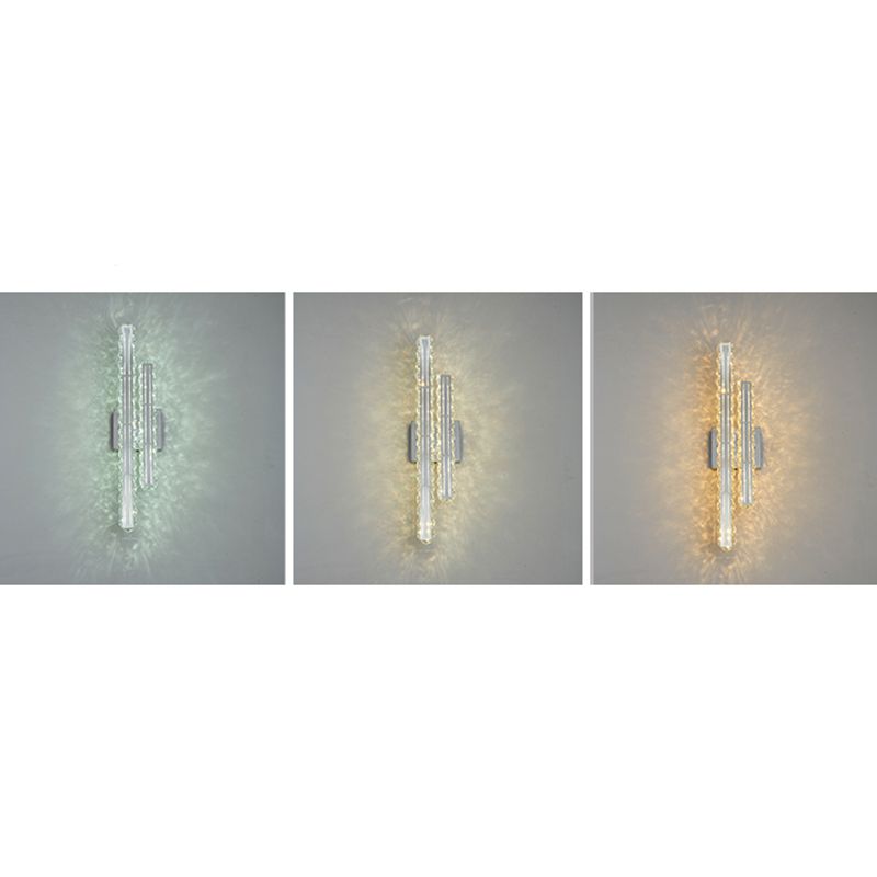 Rectangle Living Room LED Wall Mount Light K9 Crystal Simplicity Wall Light Fixture in Stainless-Steel