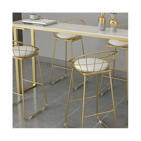 Stone Top Bar Counter Rectangle Contemporary Bar Counter with Sled Base