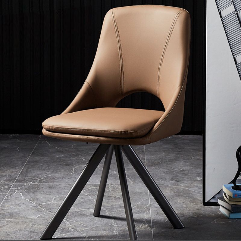 Eigentijds ontwerp open rug dineren stoelen lederen eetkamerstoelen