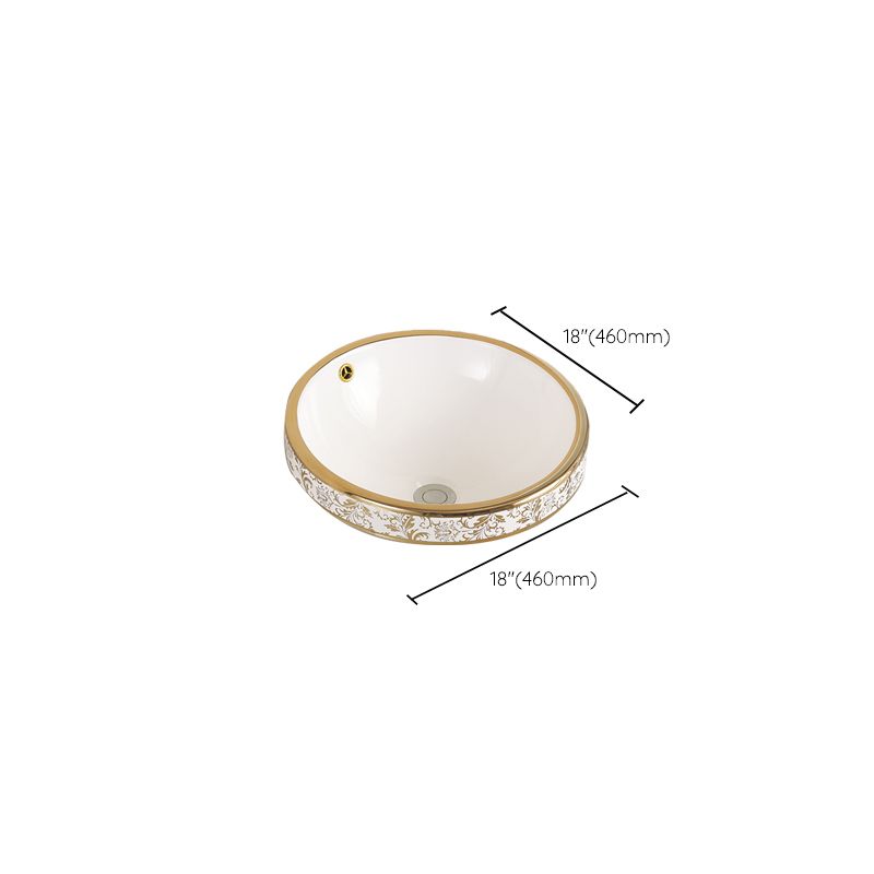 Traditional Bathroom Sink Porcelain Oval-Shape Vessel Bathroom Sink with Pop-Up Drain