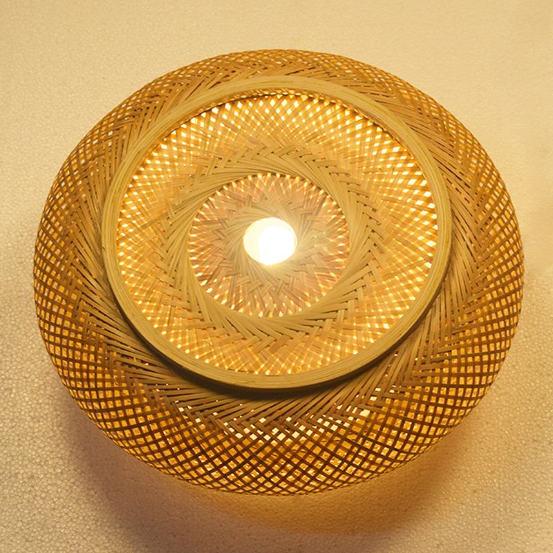 Bamboo Asian Flush Mount Ceiling Light Fixture Retro Ceiling Mount Light Fixture for Living Room and Bedroom