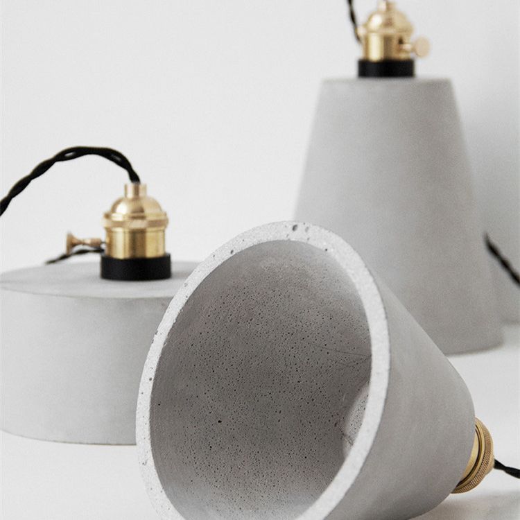 Brass Lamp Holder Cement Hanging Light 1-Light Nordic Simplicity Style Creative Lighting Pendant for Bedroom