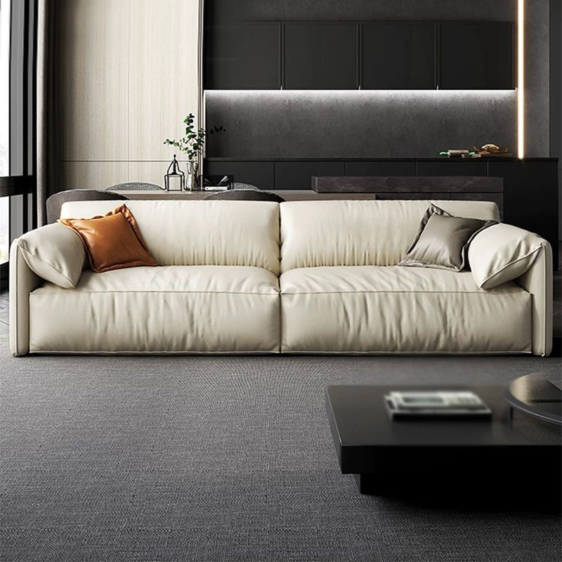 Modern Style with Pillow Armrest and Cushioned Seat Down/cotton Padded White Sofa