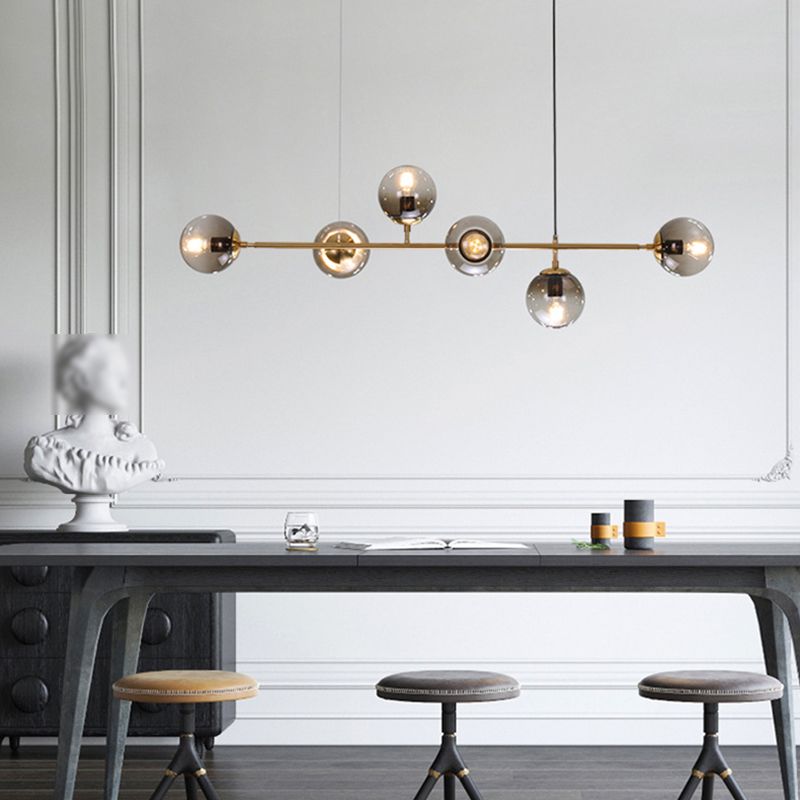 Modern Style Hanging Island Light Glass Ball Hanging Lighting Fixture for Dining Room