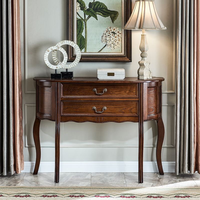 Victoria Wood Console Table Half Moon Console Sofa Table for Hall