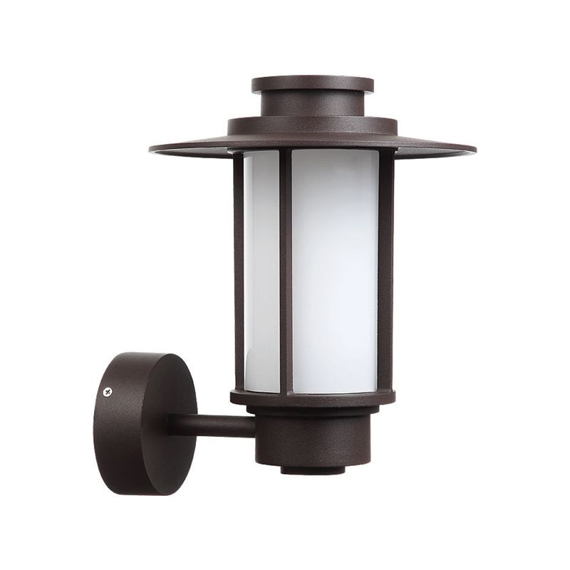 1 Light White Glass Wall Mount Lighting Lodge Style Coffee Finish Outdoor Wall Sconce Light