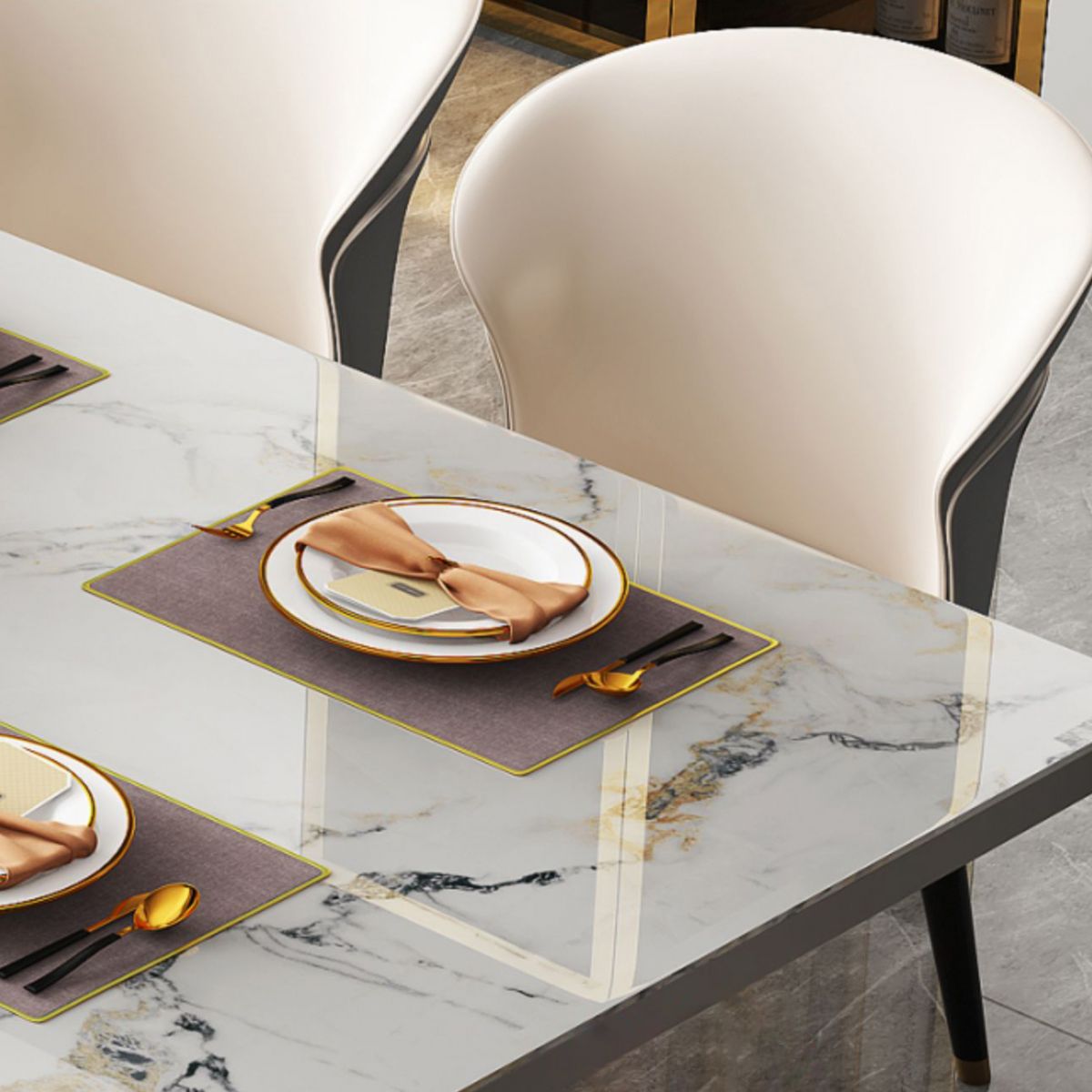 Modern Style Stone Furniture 5/7/9/11 Pcs Rectangle Shape Dinette Table with Dining Chair