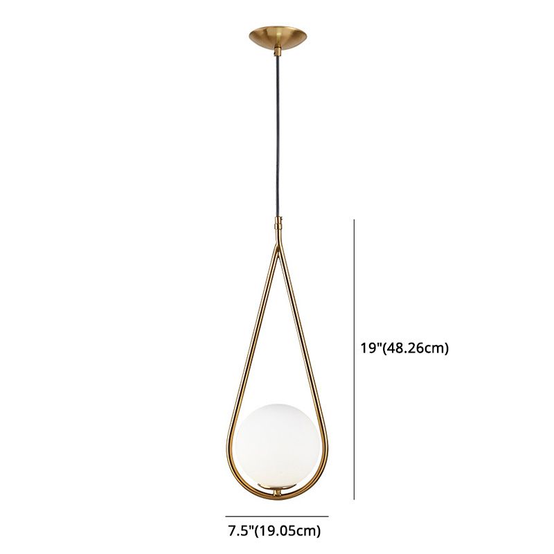 Lampada appesa sferica MODERNA MODERNA 1 Luce Sospensione Sospensione Luce a sospensione con anello di metallo a goccia