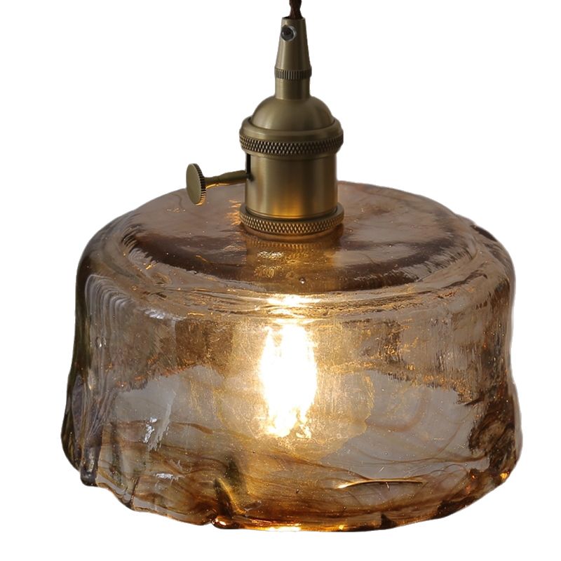 Stile industriale Amber Amber Light Glass 1 Lampada appesa alla luce per camera da letto