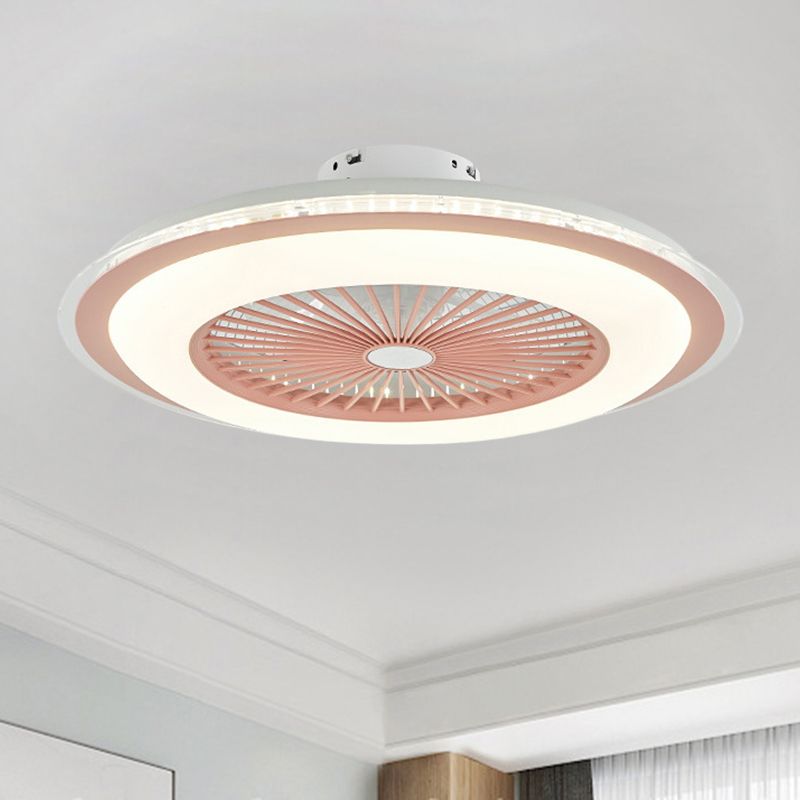 Ventio a soffitto circolare Light Minimalist Metal 23,5 "Lampa LED LED bianca/rosa larga