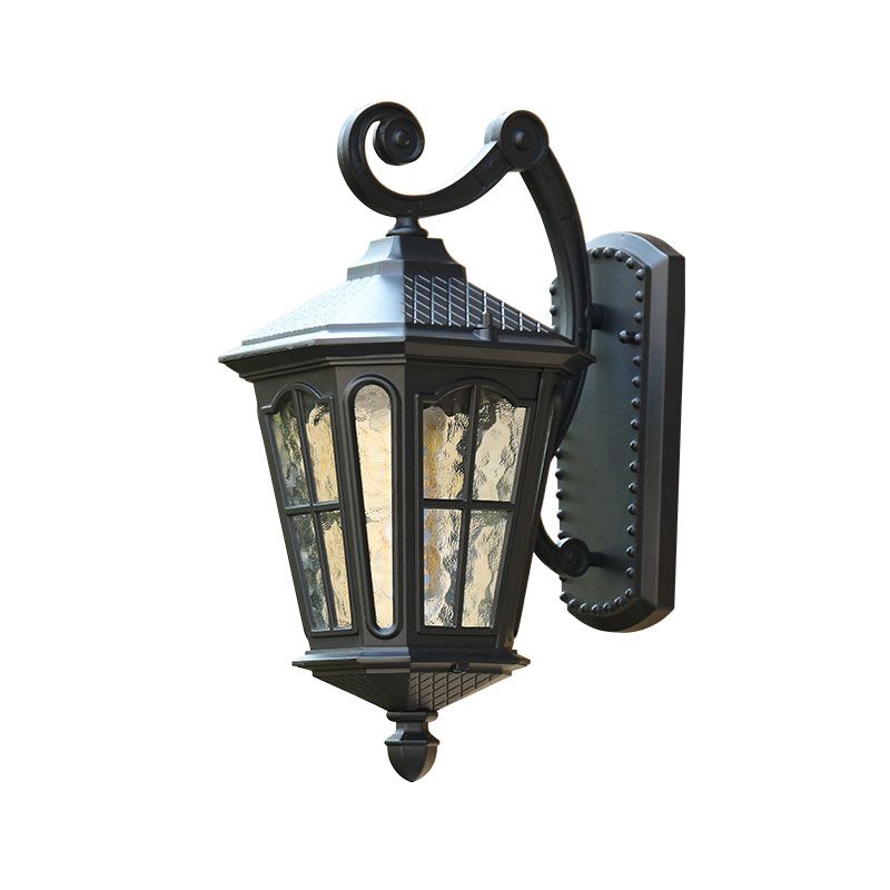 Single-Bulb Wall Mount Light Retro Bell Shaped Ripple Glass Wall Lighting for Courtyard