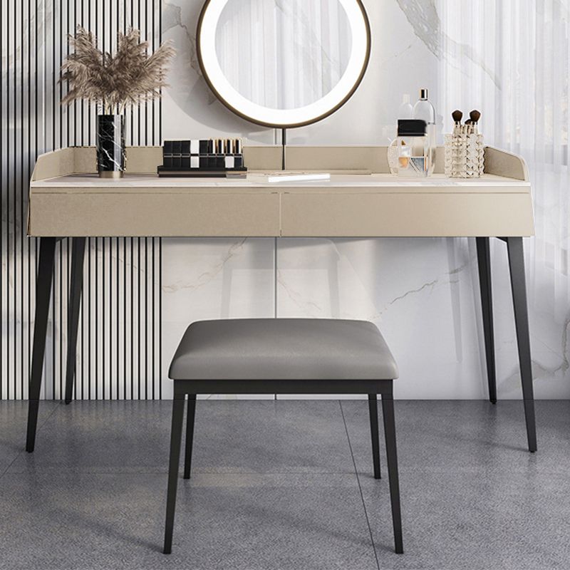 Contemporary Stone Top Vanity Set 2 Storage Drawers With Stool - 33.46" H