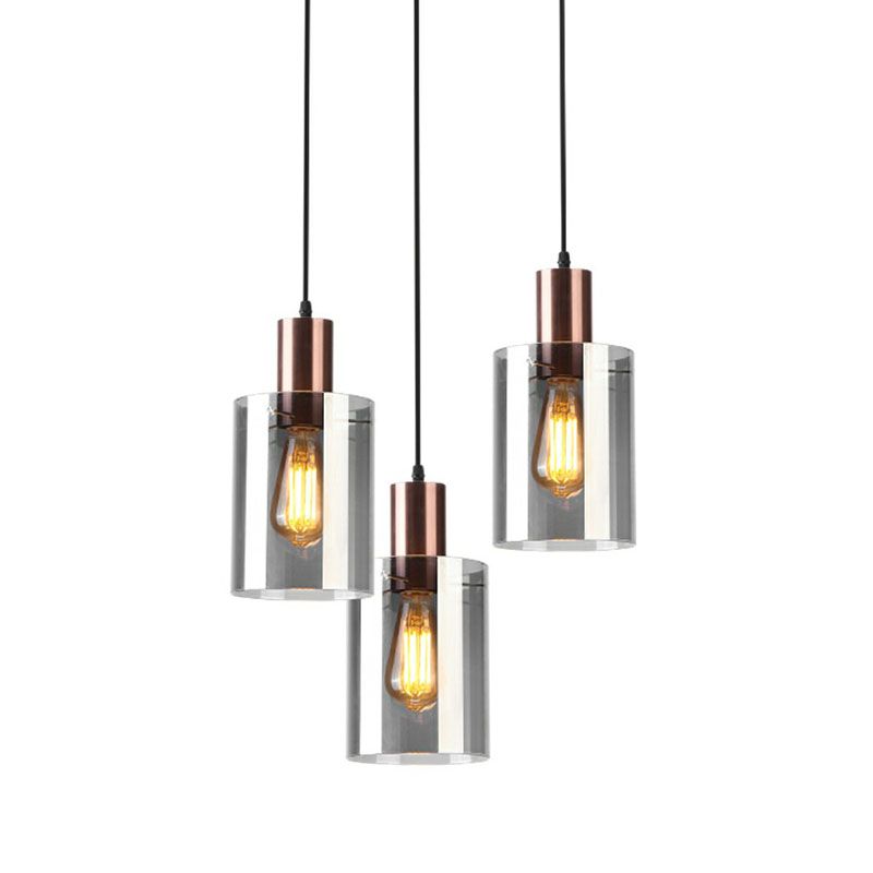Rose Gold Bottle Shaped Pendant Postmodern Single Smoke Grey Glass Hanging Light Fixture