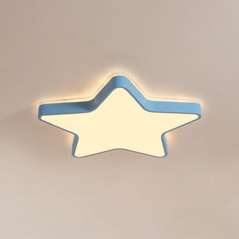 Pink/Blue/White Star Flush Light Cartoon Acrylic LED Flush Mount Ceiling Light in Warm/White Light for Childrens Bedroom