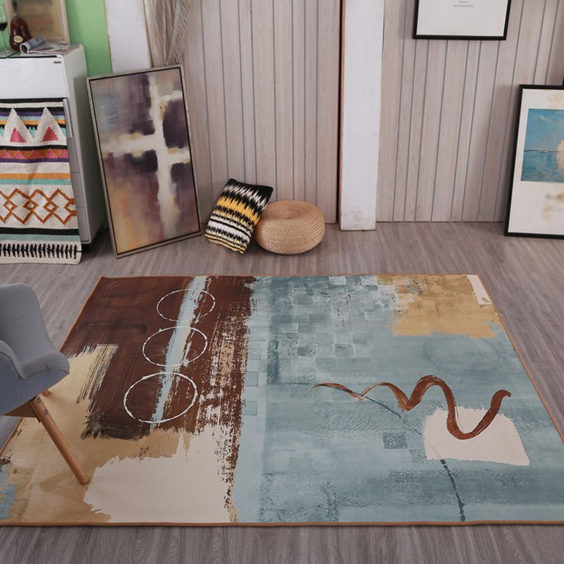 Creative Abstract Pattern Indoor Rug Simple Polyester Rug Washable Anti-Slip Rug for Living Room