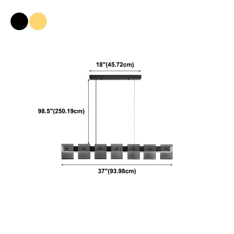 Modern Luxury LED Pendant Light Rectangular Glass Hanging Lamp for Dining Room