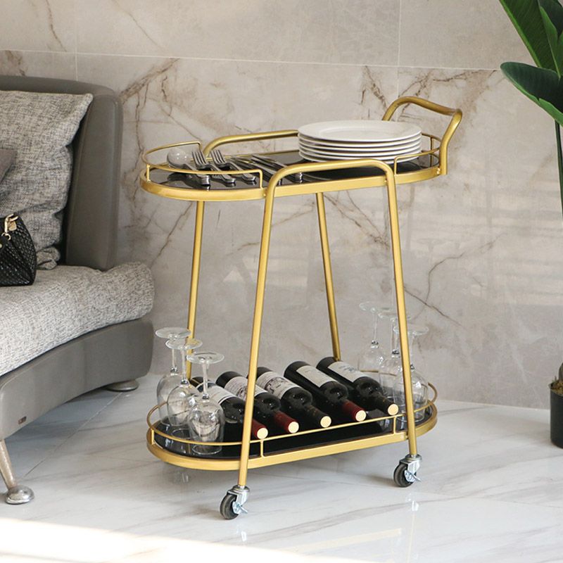 Modern Rolling Kitchen Trolley Glass Open Storage Prep Table