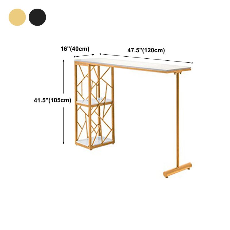 Modern Stone Double Pedestal Cocktail Bar Table Rectangle Storage Bistro Bar Desk