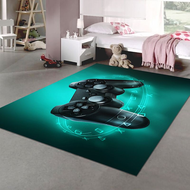 Trendy Gamepad Pattern Carpet Polyester Area Rug Stain Resistant Rug for Living Room
