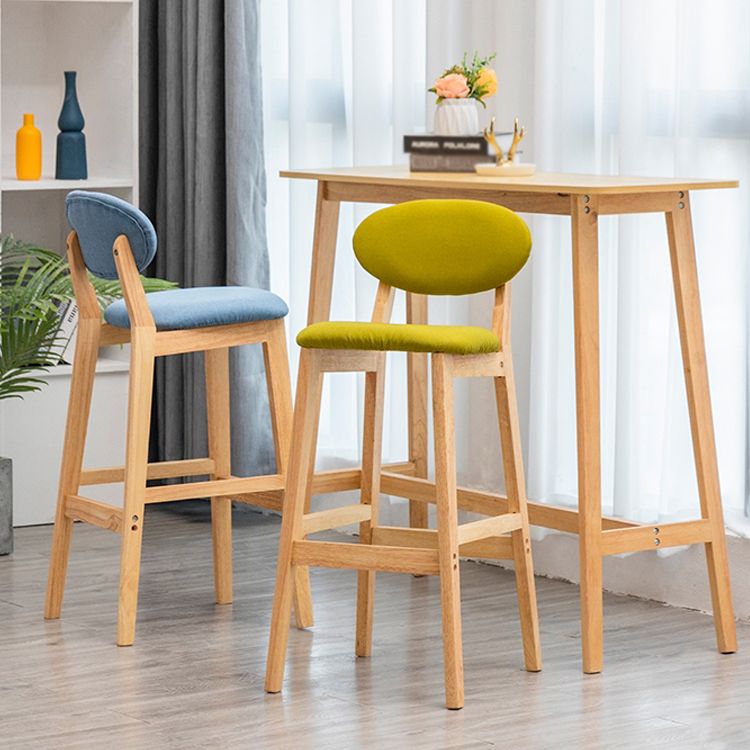 Milk Tea Shop Scandinavian Leather Stool Matte Finish Rubberwood Footrest Barstool