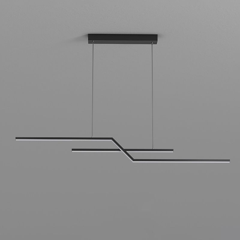 Modern Simplicity LED Island Light Linear 2-Light Hanging Lamp for Dining Room