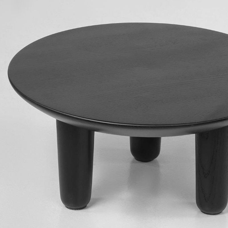 Black Finish Wood 3 Legs Cocktail Table 2-Piece Round Coffee Table Set