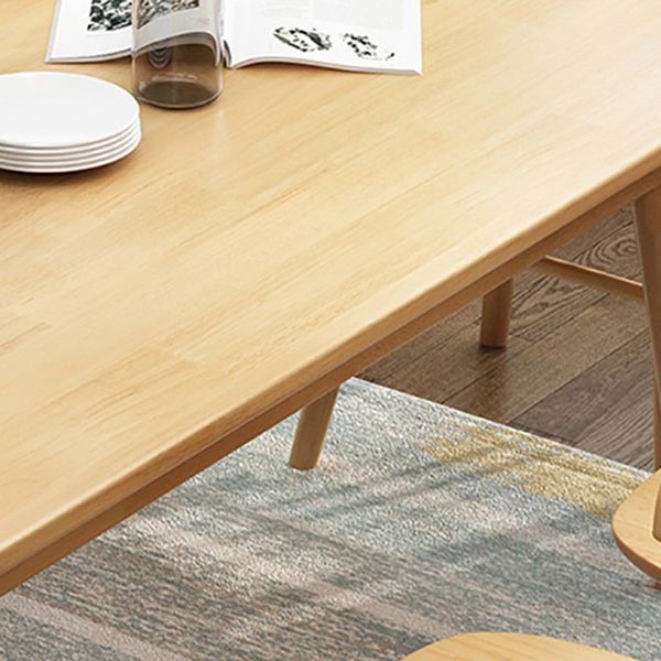 Mesa de comedor rectangular de madera, mesa moderna de madera de caucho en color natural/nogal con 4 patas