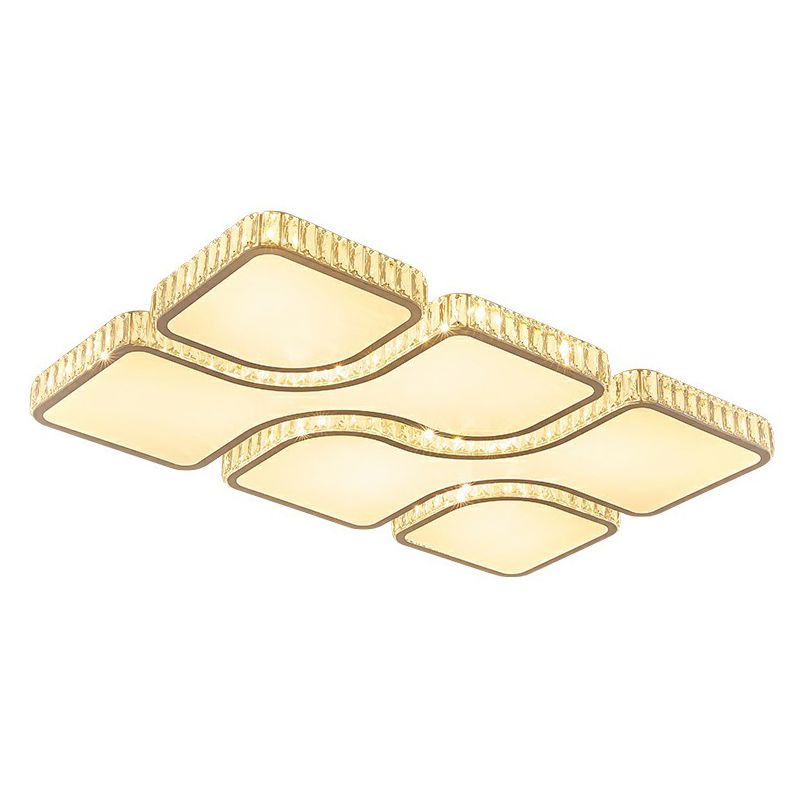 LED rectangulaire Ceiling Mount Light Modern Crystal Clear Flushmount Lighting for Living Room