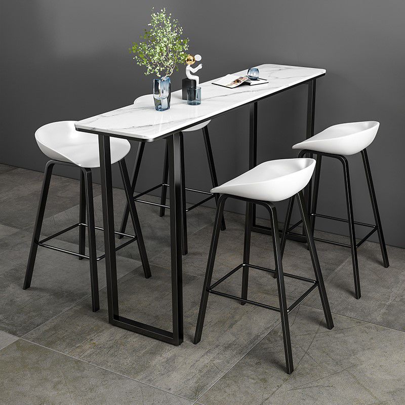 Industrial Rectangle Bar Table Set 1/2/3/5 Pieces Stone Counter Table for Indoor