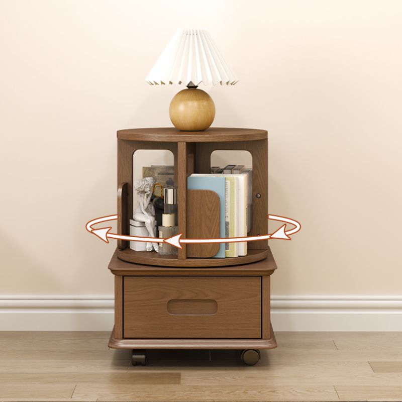 Contemporary Wooden Bookcase Standard Closed Back Bookshelf with Drawer