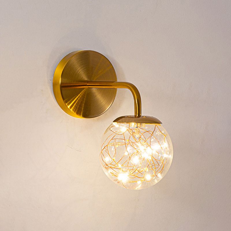 Modern Style Ball Wall Mounted Lamps Glass 1 Light Wall Lamps in Gold