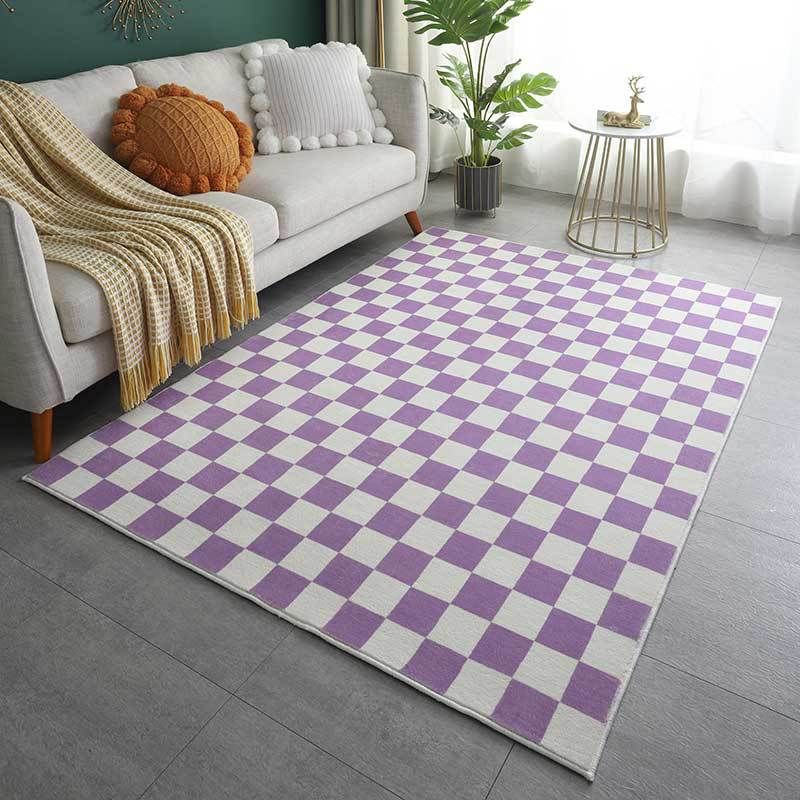 Trendy Checkered Print Carpet Polyester Indoor Rug Stain Resistant Rug for Living Room