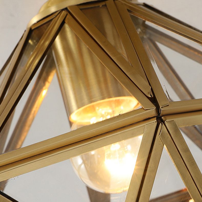Tradizionale Stile Prismatico Soffitto Light Fixture Glass Massimale Flush Monte in Brass