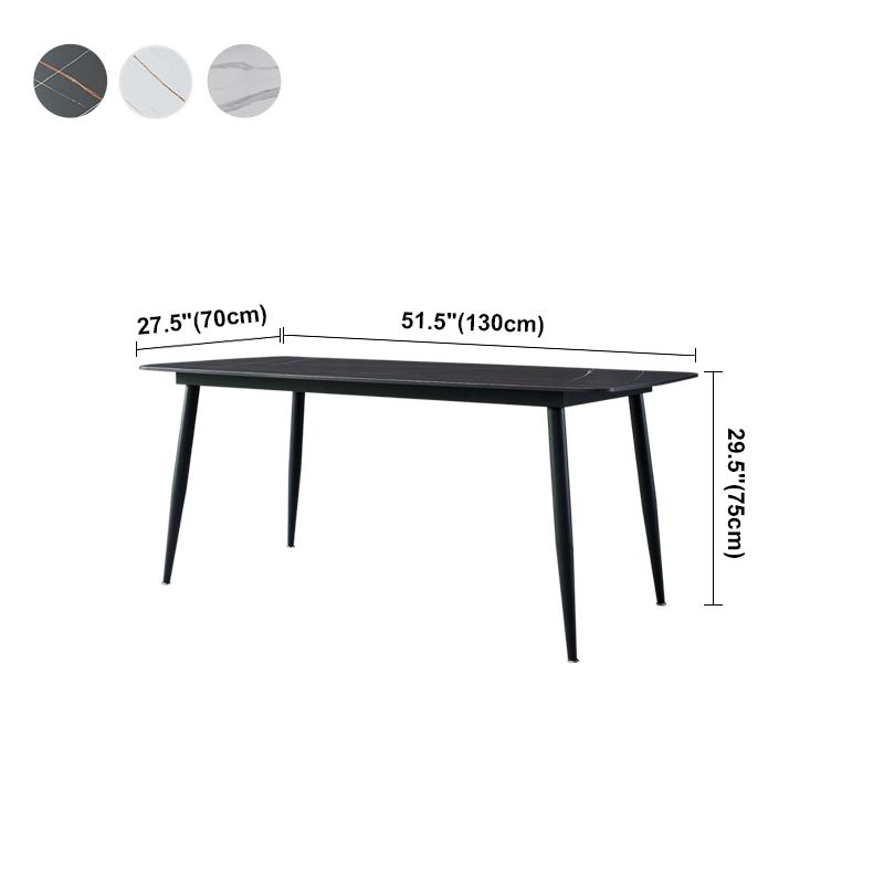 Modern Style Dining Table Rectangle Sintered Stone 4 Legs Table with Black Frame