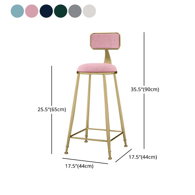Glam Metal Upholstered Barstool Indoor Bar Stool With Cushion and Iron Legs