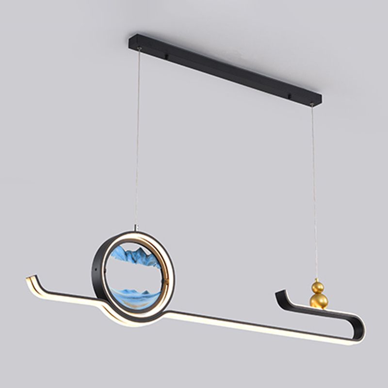 Modern Aluminum Island Light Fixtures Geometry 2-Light Restaurant LED Hanging Lamps