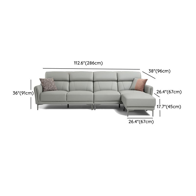 37.8"W Genuine Leather Square Arm Sectionals Sofa, Modern Chesterfield Sectionals