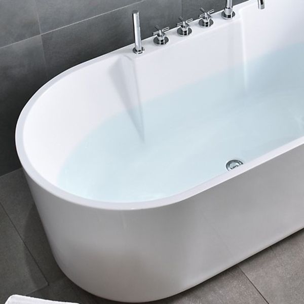 Contemporary Freestanding Acrylic-Fiberglass Bathtub White Oval Soaking Bath Tub