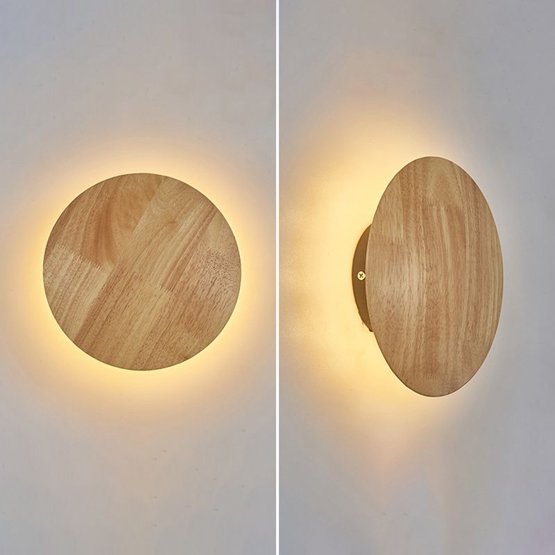 Round Sconce Lights Modern Wall Lamp Wood 1 Light sconce lamp in Brown
