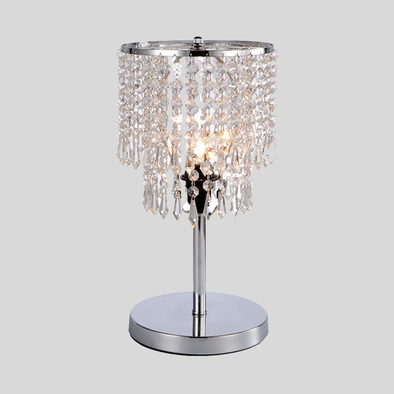 1 tête de salle à manger de la tête Lumière de table chromée moderne avec nuance en cristal à facettes à 2 niveaux