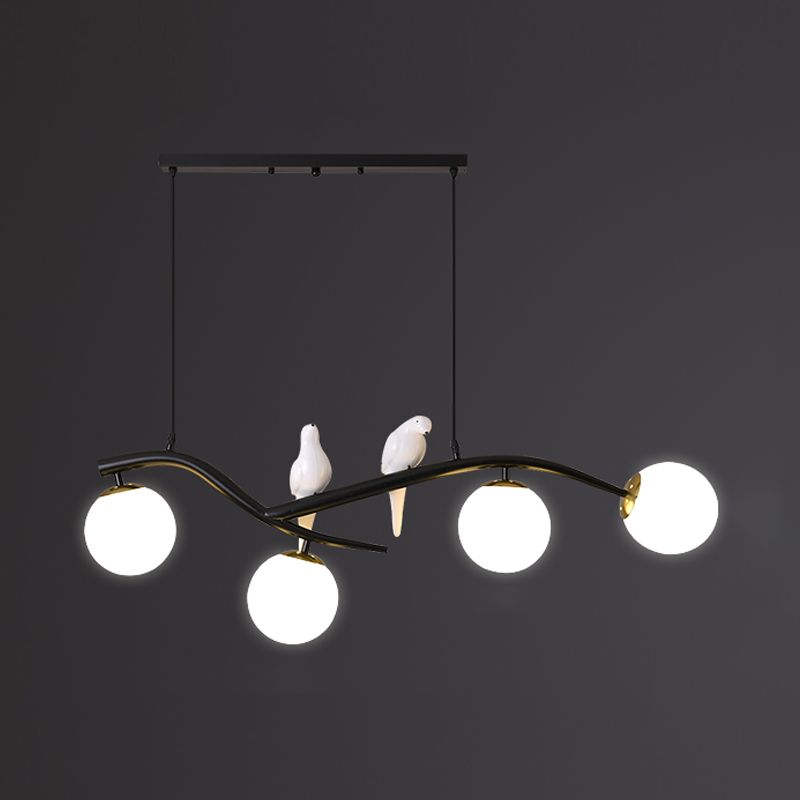 Contemporáneo de lámparas de la isla Sphere Glass 4 luces de la isla