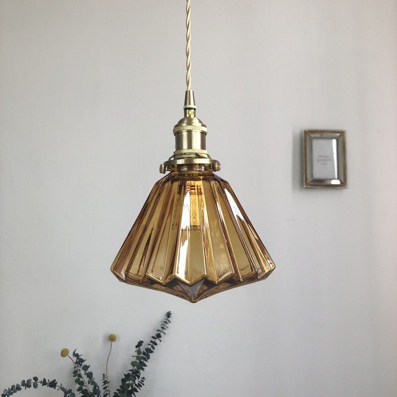 1 Licht hängende Licht im industriellen Schulhaus Anhänger Form Prismatische Glasleuchten