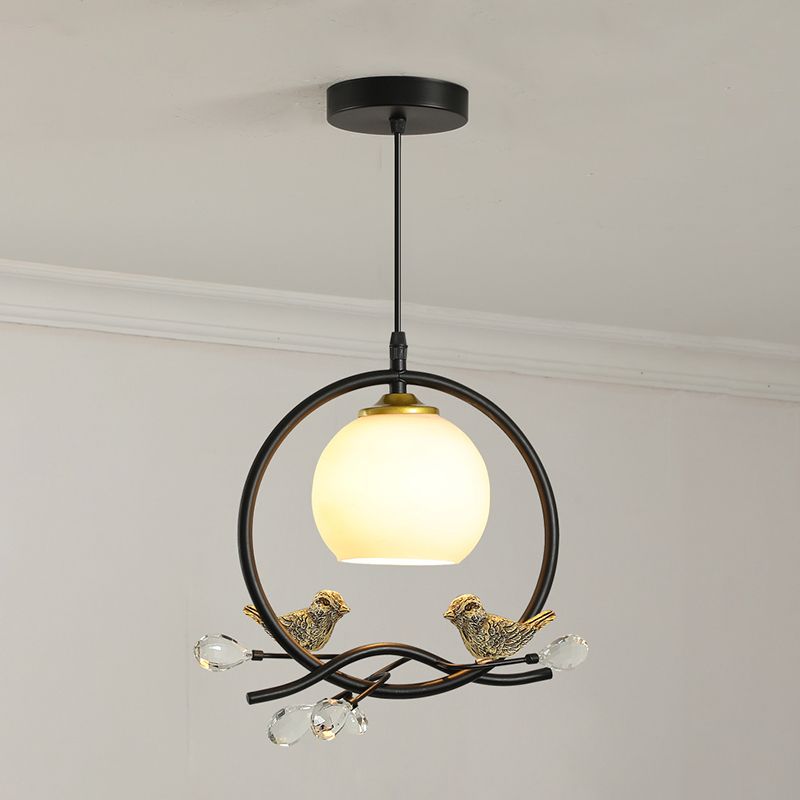 Sphère contemporaine luminaire luminaire 1 les lampes de montage à chasse d'eau légère avec oiseaux