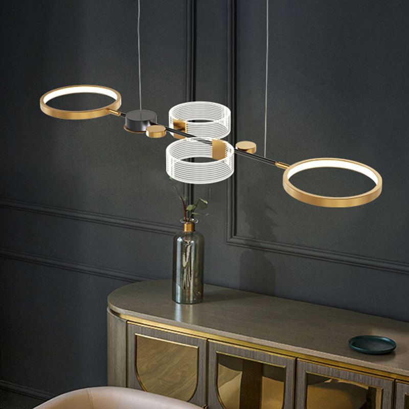 Metallic Circular Island Pendant Modernist LED Suspension Lighting Fixture in Gold