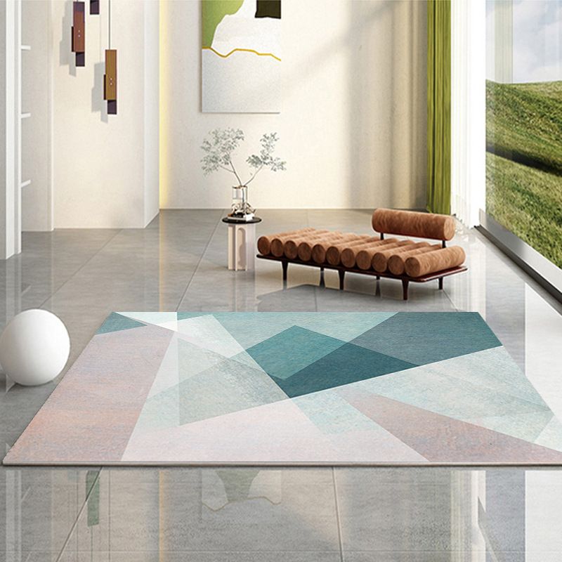Geometric Indoor Rug Simple Polyester Stain Resistant Area Rug for Living Room