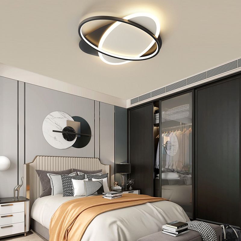 Plafonnier LED ovale minimaliste moderne en fer forgé avec abat-jour en acrylique