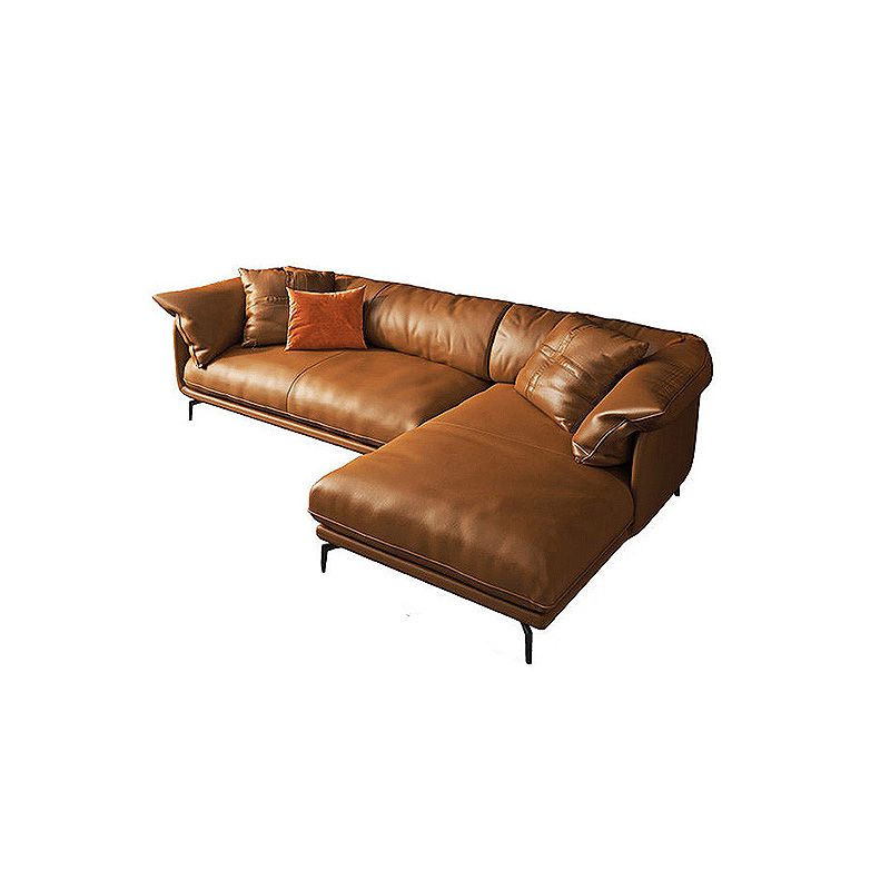 Brown Leather/Faux Leather Sectional Pillow Top Arm for Living Room
