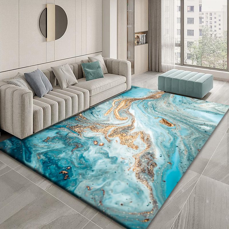 Abstract Watercolor Printed Rug Luxury Polyester Area Carpet Anti-Slip Backing Rug for Living Room