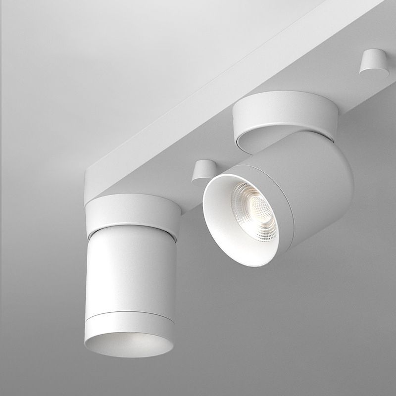 Cylinder Shape Flush Ceiling Lights Modern Style Metal 3 Light Flush Mount in Black/White