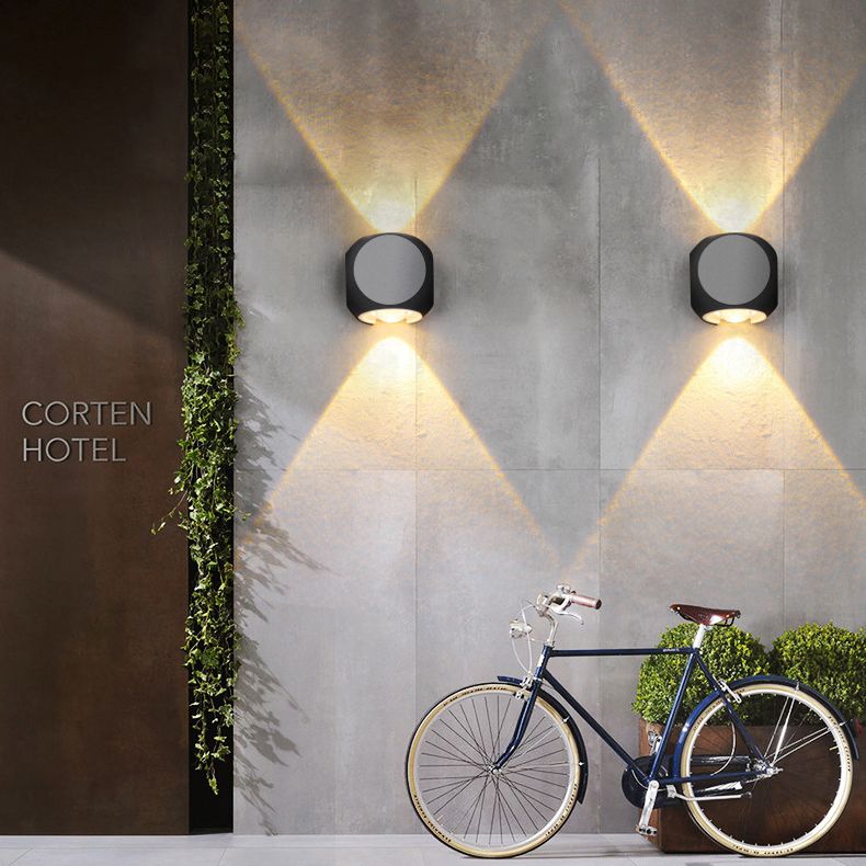 Lámpara de pared LED geométrica negra en moderna simplicidad de aluminio luz de pared impermeable con sombra de vidrio